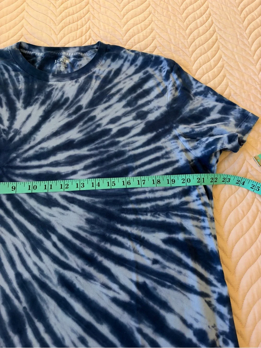 J.Crew L Tie Dye T-Shirt Blue White 100% Cotton Short Sleeve